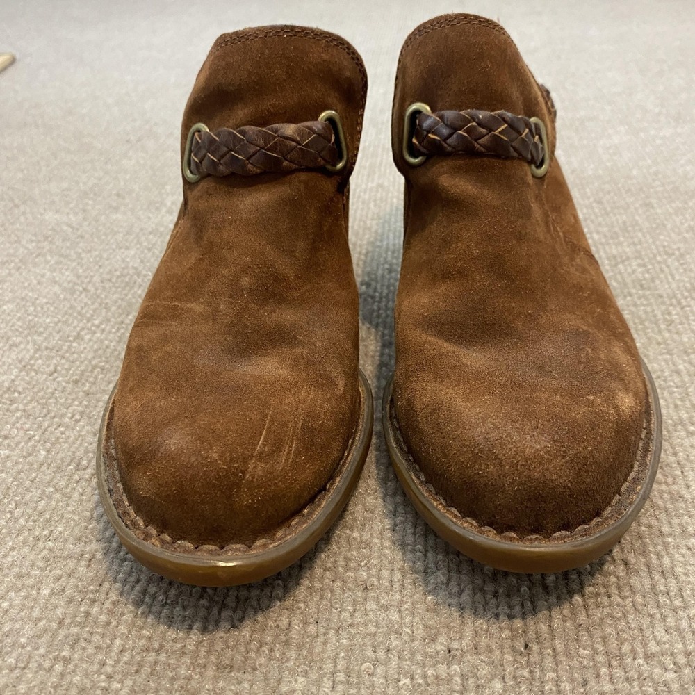 Born Booties Womens Size 6.5 Brown Suede Ankle Zip Buckle Low Heel F13726 - Picture 4 of 11